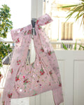 Silk Rose Hand-Beaded Underarm Triangle Bag - Pink
