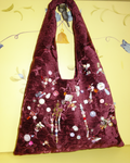Hand-Beaded Jacquard Underarm Triangle Bag - Red