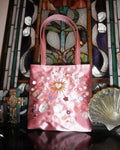 Hand-Beaded Underarm Square Bag Satin - Pink