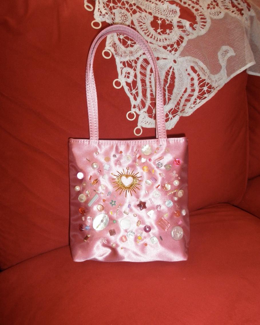 Hand-Beaded Underarm Square Bag (Satin)